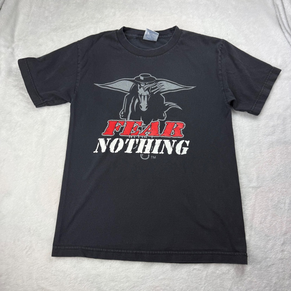 Vtg Texas Tech Red Raiders Fear Nothing T-Shirt Black Small Tri-Lake Double Side